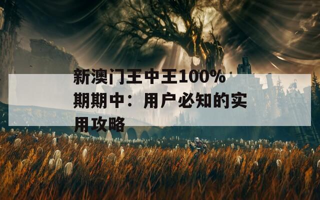 新澳门王中王100%期期中：用户必知的实用攻略