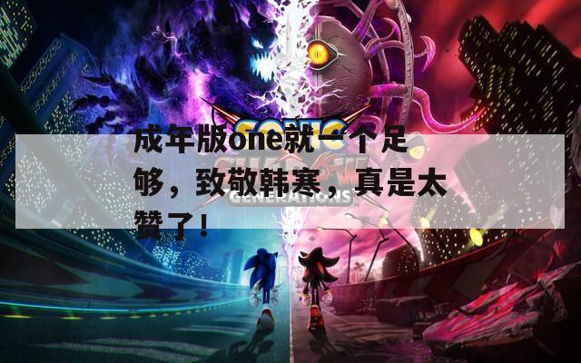 成年版one就一个足够，致敬韩寒，真是太赞了！