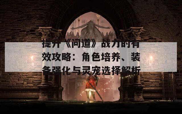 提升《问道》战力的有效攻略：角色培养、装备强化与灵宠选择解析