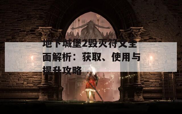 地下城堡2毁灭符文全面解析：获取、使用与提升攻略