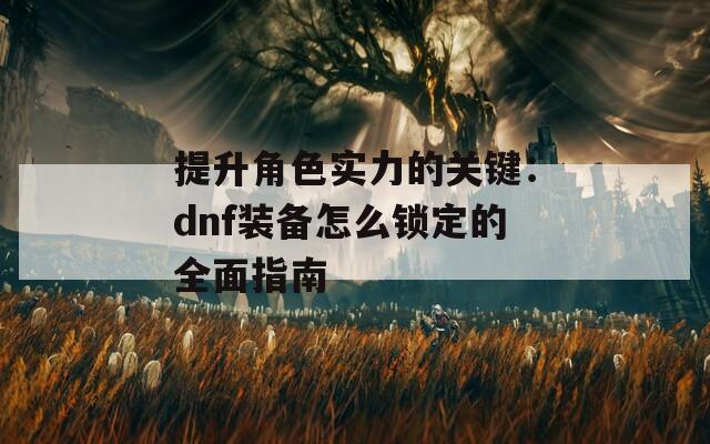 提升角色实力的关键：dnf装备怎么锁定的全面指南