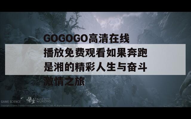 GOGOGO高清在线播放免费观看如果奔跑是湘的精彩人生与奋斗激情之旅