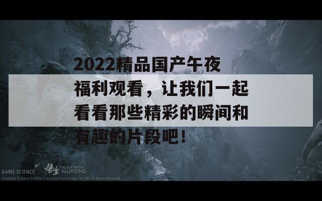 2022精品国产午夜福利观看，让我们一起看看那些精彩的瞬间和有趣的片段吧！