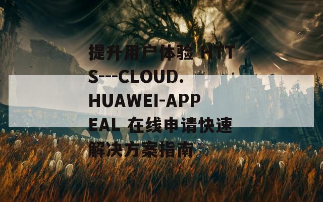 提升用户体验 HTTS---CLOUD.HUAWEI-APPEAL 在线申请快速解决方案指南