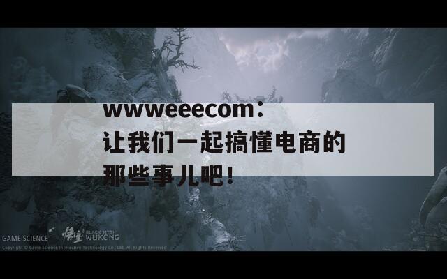 wwweeecom：让我们一起搞懂电商的那些事儿吧！