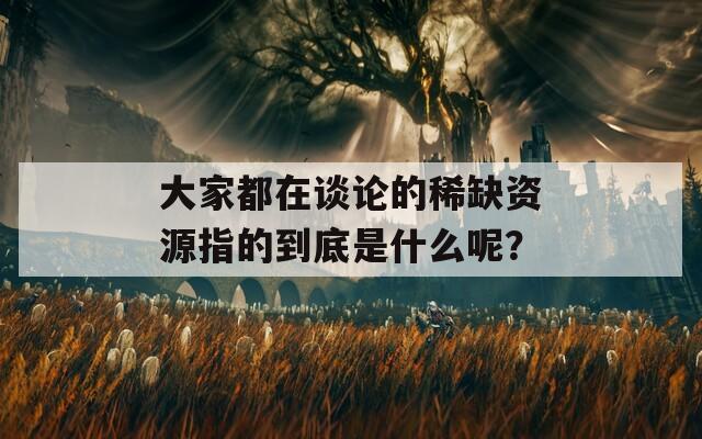 大家都在谈论的稀缺资源指的到底是什么呢？