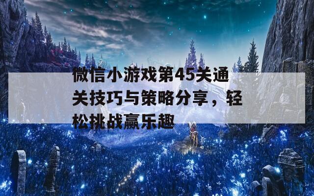 微信小游戏第45关通关技巧与策略分享，轻松挑战赢乐趣