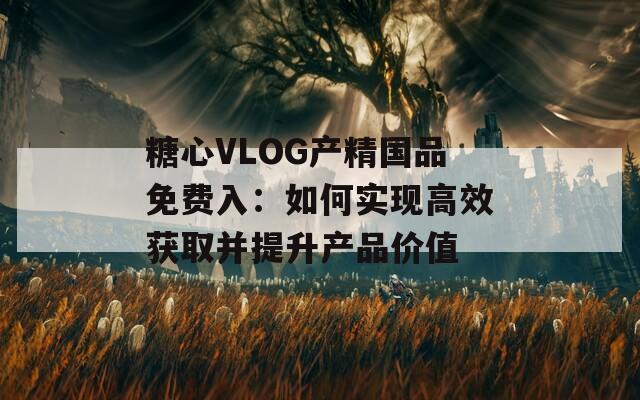 糖心VLOG产精国品免费入：如何实现高效获取并提升产品价值