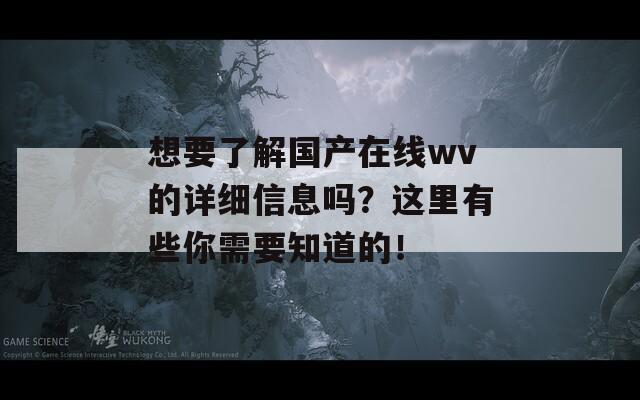 想要了解国产在线wv的详细信息吗？这里有些你需要知道的！