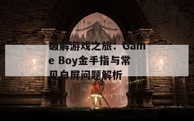 破解游戏之旅：Game Boy金手指与常见白屏问题解析