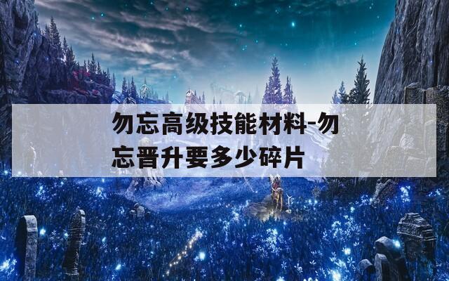 勿忘高级技能材料-勿忘晋升要多少碎片