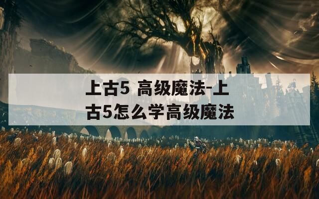 上古5 高级魔法-上古5怎么学高级魔法