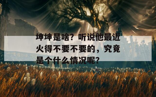 坤坤是啥？听说他最近火得不要不要的，究竟是个什么情况呢？